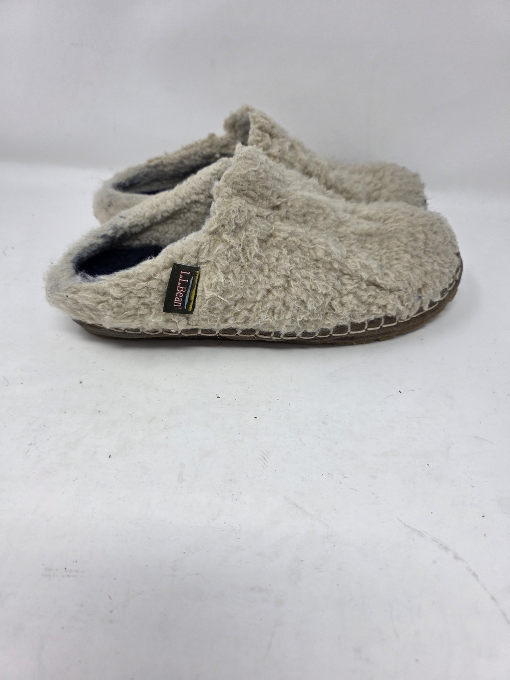 L.L. Bean Cozy Slipper Slides Womens 7 Sherpa Fleece Mule Clog Scuff Tan